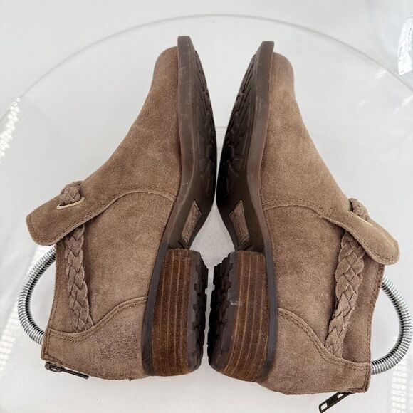 Born Womens Sylvia Boot Size 6.5 Brown Suede Distressed Braid Strap Boho Bootie - Picture 9 of 16